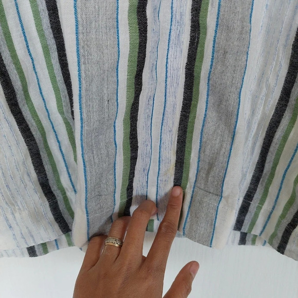 Soft Surroundings Striped Floral Embroidered Cotton Blend Tunic Top Size Meduim - Picture 4 of 8